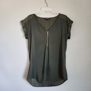 Express Women's Army Green Quarter Zip Top
